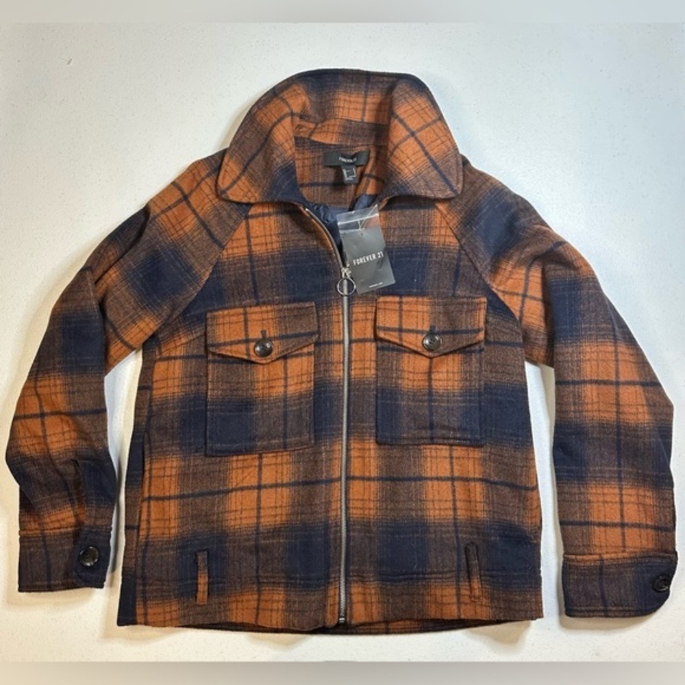 Forever 21 Men’s wool jacket size small rust and‎ navy NWT